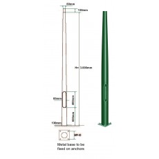 POLYESTER Pole FRP 3m flange ral 7016