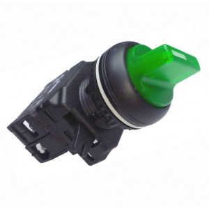 SELECTOR SWITCH Φ22 1-0-2 LED GREEN WITH SHORT HANDLE